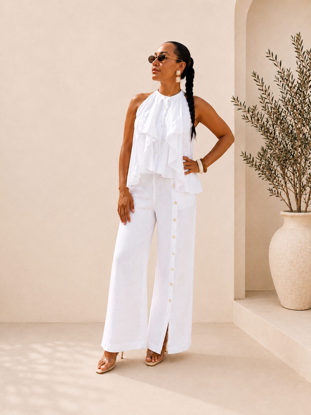Sorrento Ruffle Set in Bianco